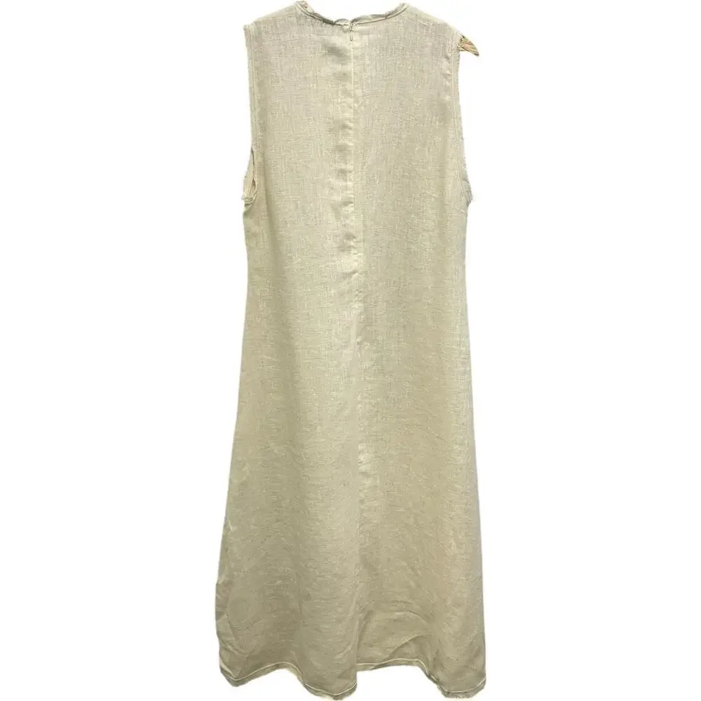 NWT ZARA 100% Linen Minimalist Sleeveless Shift Natural Vanilla  Midi Dress - Picture 7 of 14